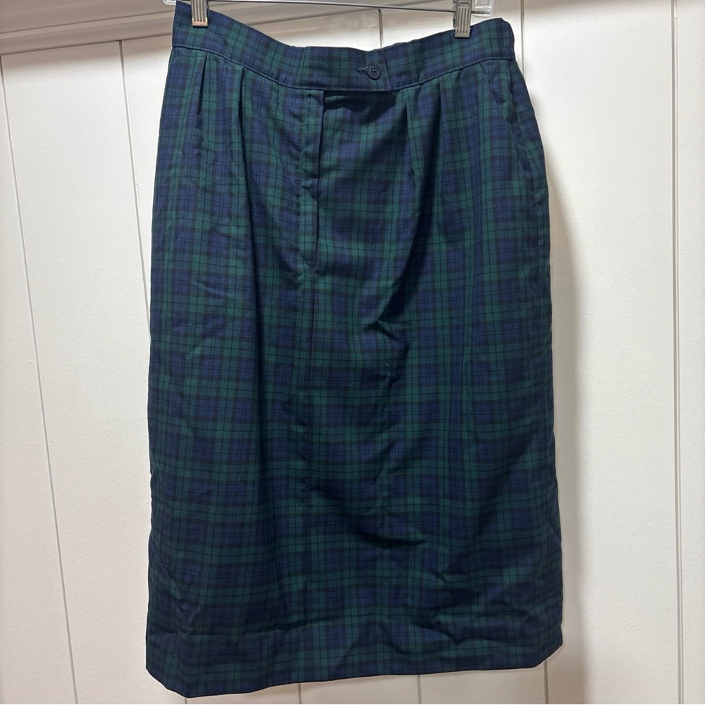 PENDLETON Plaid Virgin Wool Long Pencil Skirt Blue Lined Petite Womens Size 16